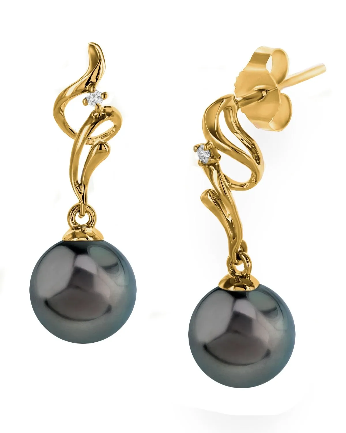 Black Tahitian Pearl & Diamond Aria Dangle Earrings