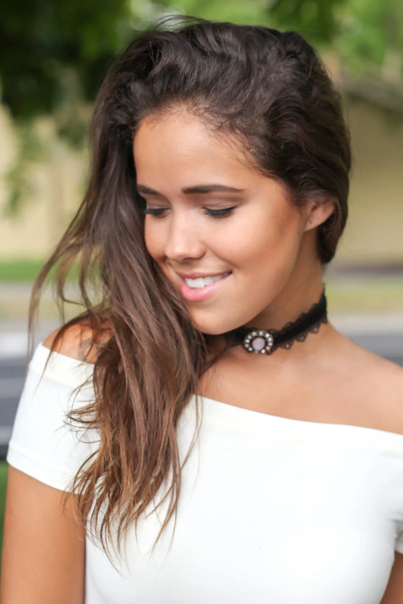 Black Velvet Choker with Antique Brooch