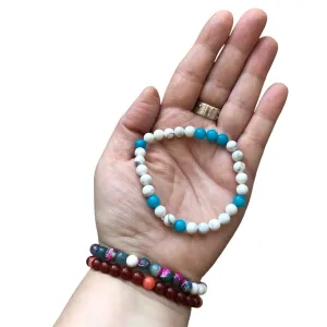 Blue Agate and Howlite Beaded Bracelet