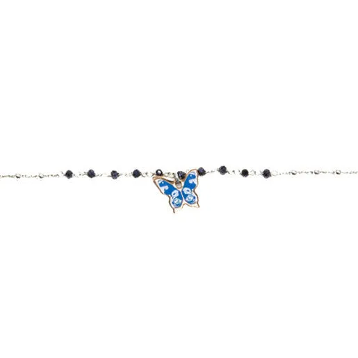 Blue Enamel Butterfly Bracelet in 925 Sterling Silver