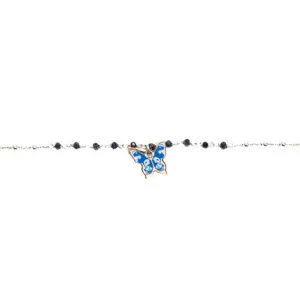 Blue Enamel Butterfly Bracelet in 925 Sterling Silver