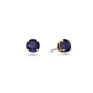 Blue Sapphire Round Shape Studs Earrings (2.00 ct.) in 14K Gold