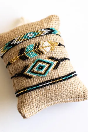 Boho Burlap Seed Beed Bracelet 4-Pack