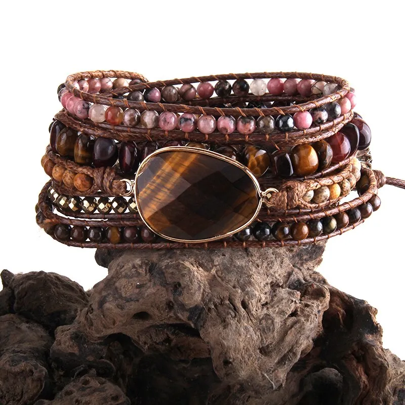 Boho Wrap Bracelets with Natural Stone