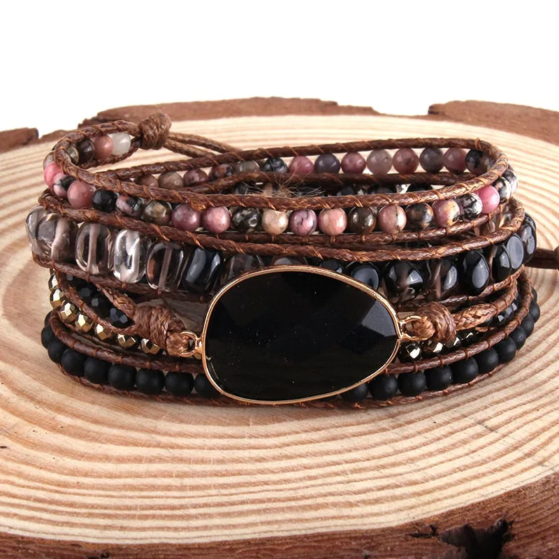 Boho Wrap Bracelets with Natural Stone