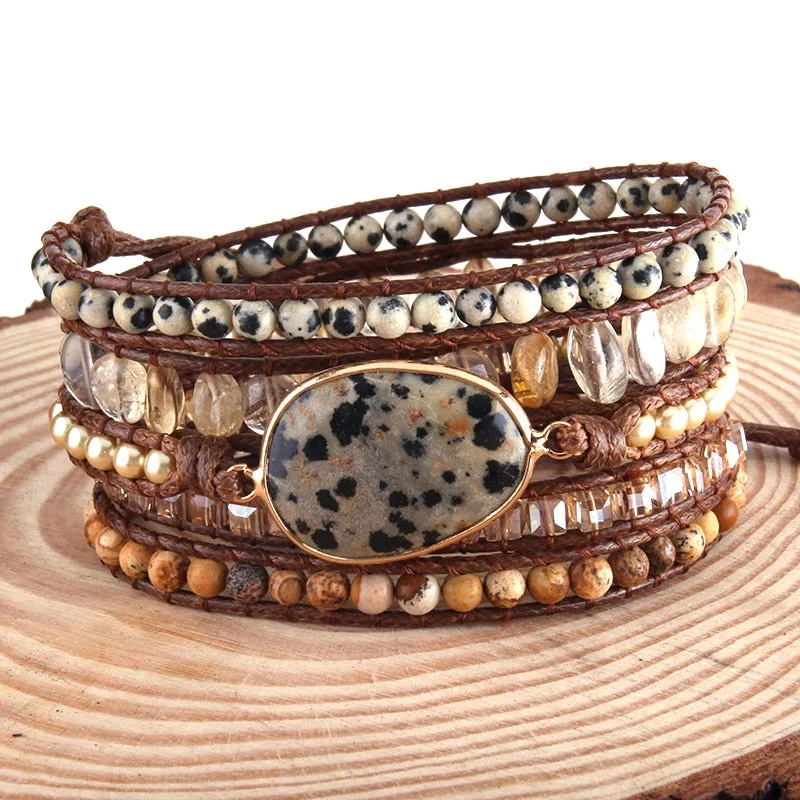 Boho Wrap Bracelets with Natural Stone