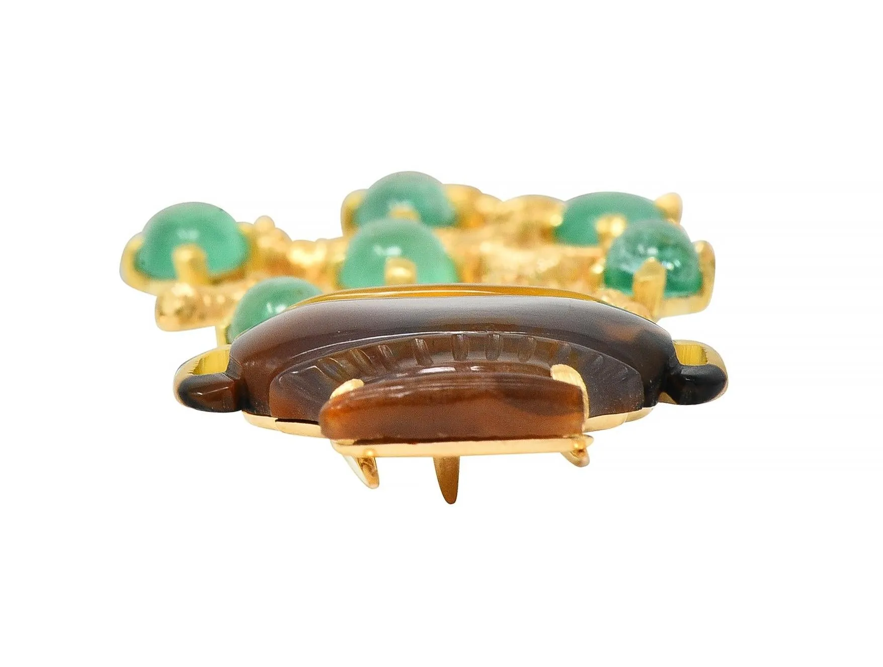 Buccellati Vintage Emerald Carved Agate 18 Karat Yellow Gold Giardinetti Tree Brooch