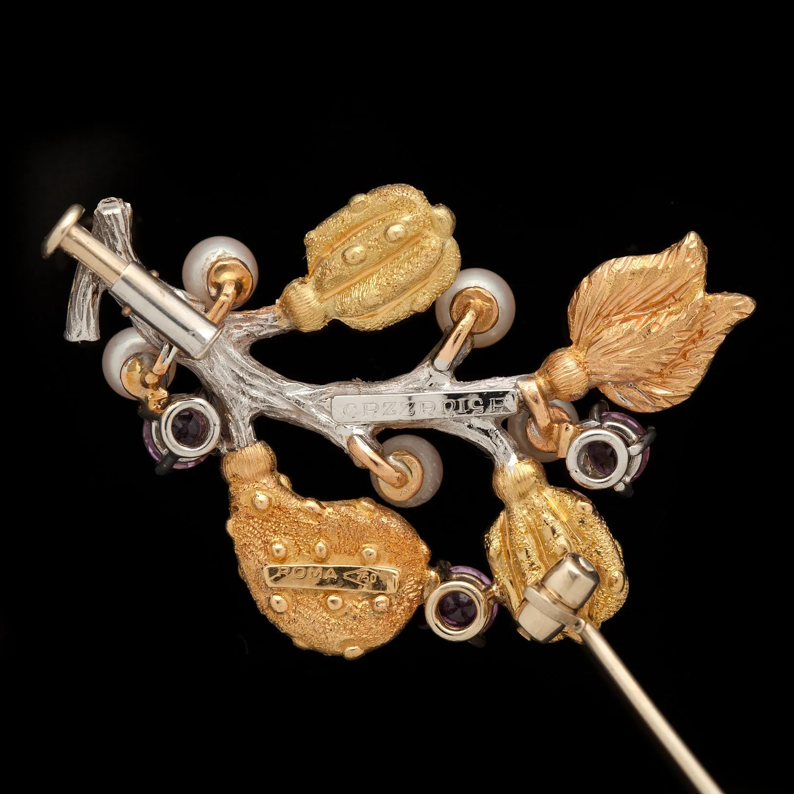 Cazzaniga Flower & Branch Brooch