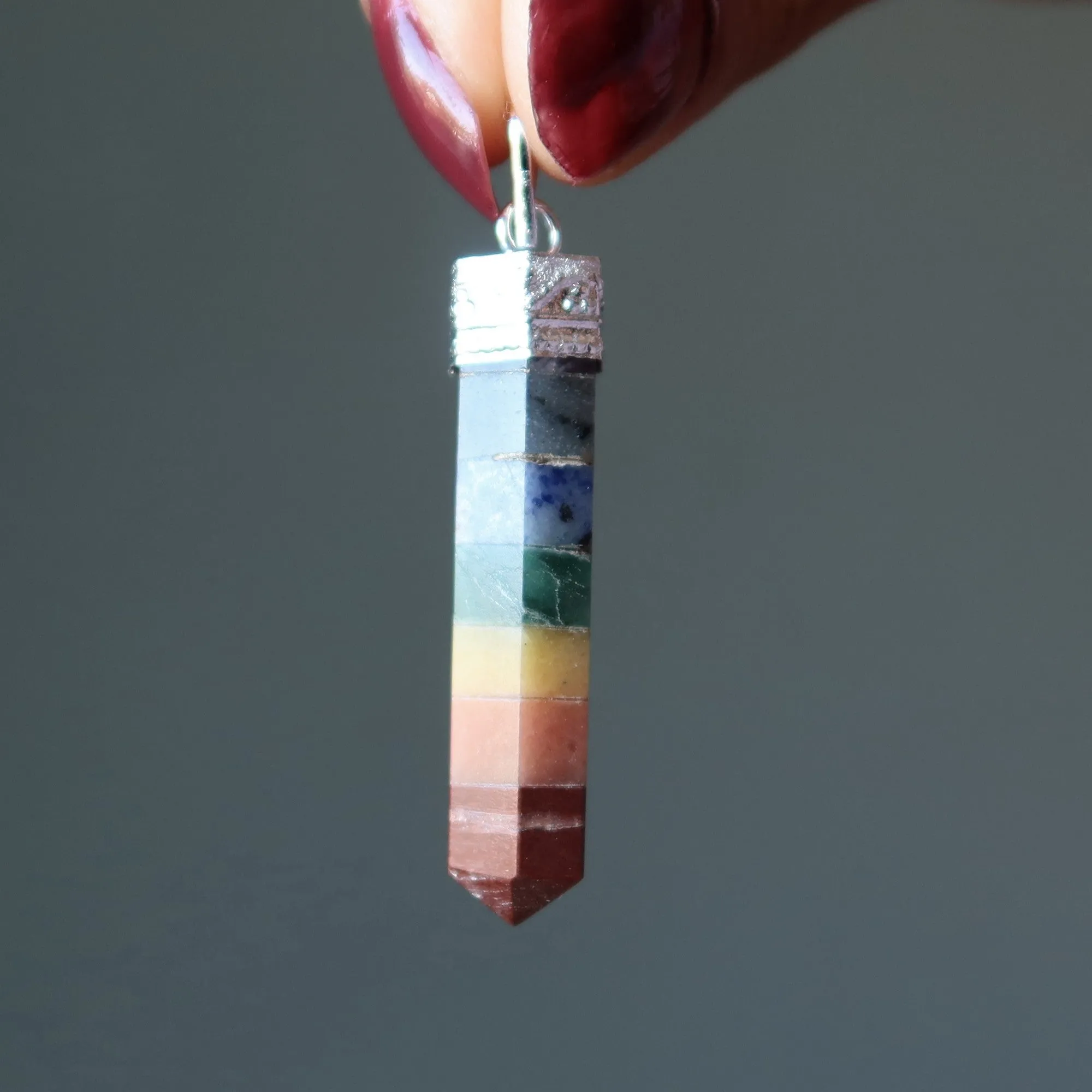 Chakra Pendant Point Blissful Rainbow 7 Layer Crystal Charm