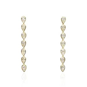 Classic Bezel Set Pear Shape Drop Earrings