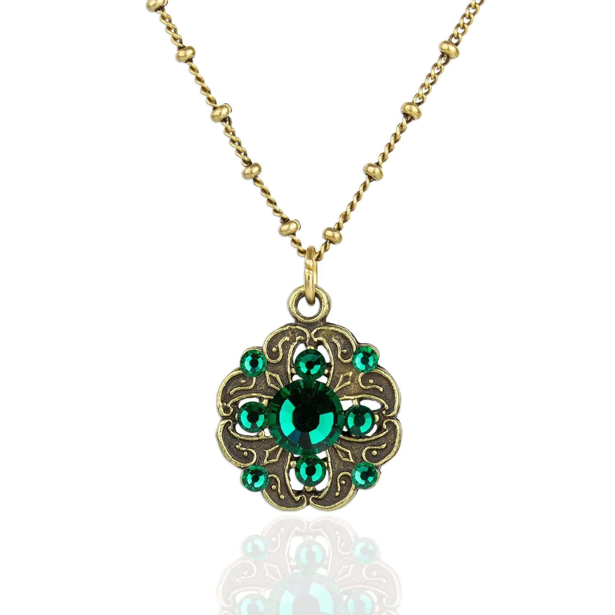 Classic Floral Filigree Goldtone Pendant Necklace