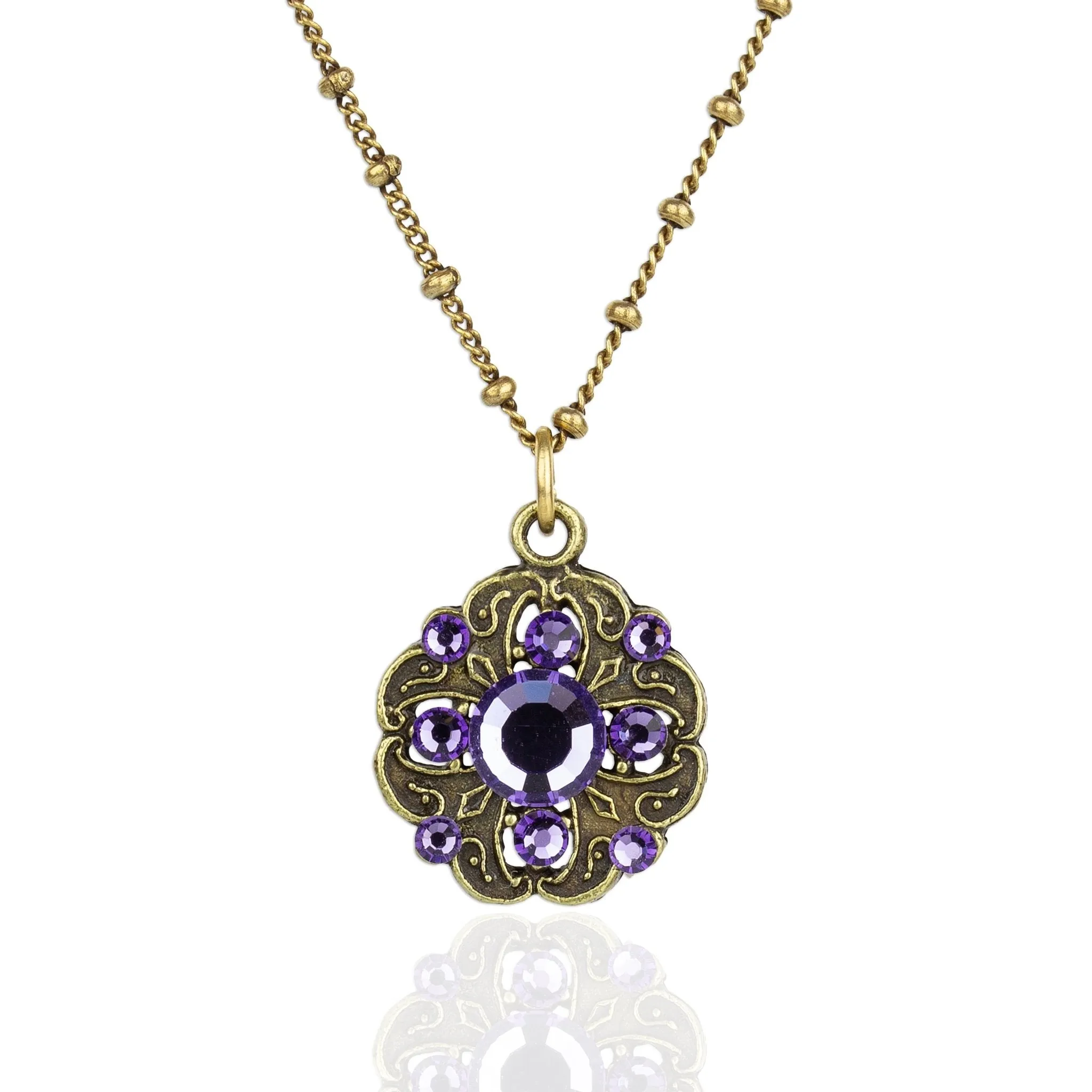 Classic Floral Filigree Goldtone Pendant Necklace