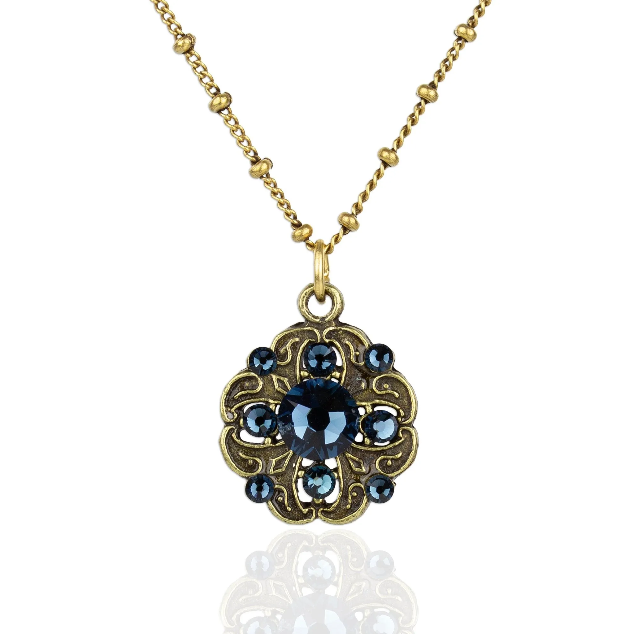 Classic Floral Filigree Goldtone Pendant Necklace