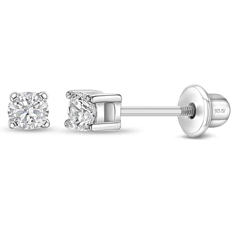 Classic Setting Solitaire Earrings - Screw Back