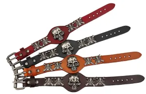 Cool Hot sale Men Women Skull Bracelets Rock Punk Genuine Leather Special Bracelet