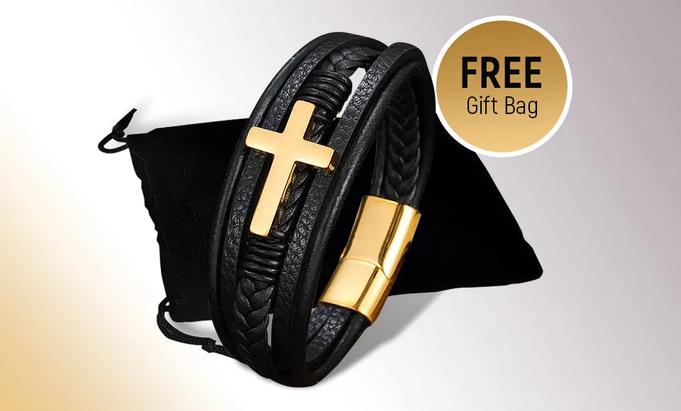 Crucifix Cross Leather Bracelet high quality! Mens bracelet