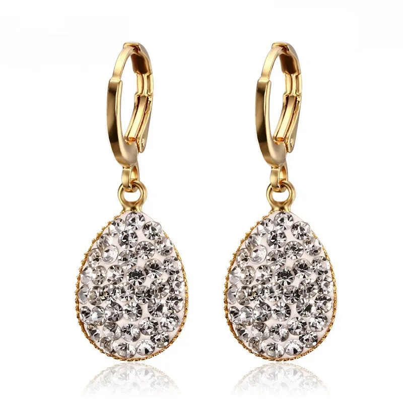 Crystal Heart Drop Earrings For Women Girl Gold Plating Earring Wedding brincos