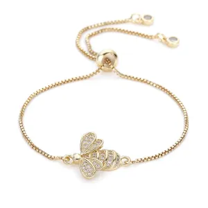 Cute Cubic Zirconia Bee Charm Bracelets