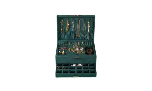 Dark Green Velvet Three Layer Jewelry Box