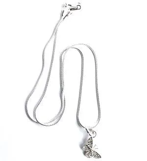 'Diamante Butterfly' Silver Plated Necklace