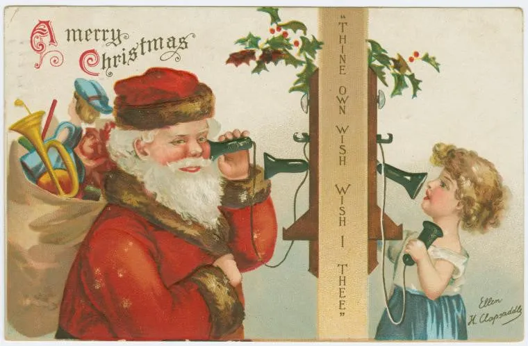 Digital Download "A Merry Christmas" Christmas Postcard (c.1907) - Instant Download Printable