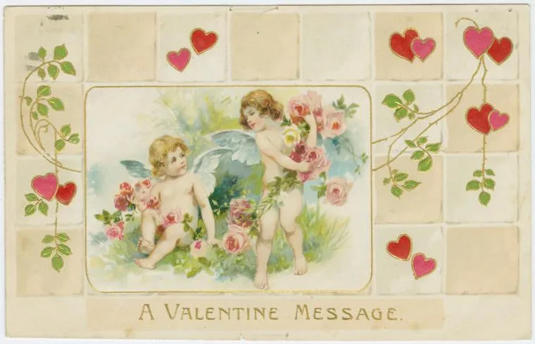 Digital Download "A Valentine Message" Valentine's Day Postcard (c.1910) - Instant Download Printable