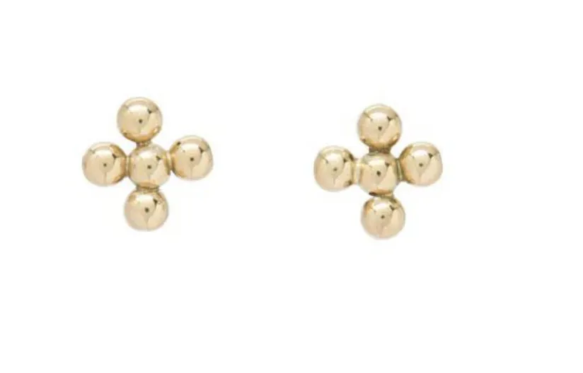 E Newton Classic Beaded Signature Cross Stud Earrings 3mm