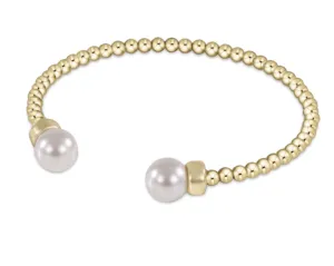 E Newton Classic Gold 3mm Bead Cuff Pearl