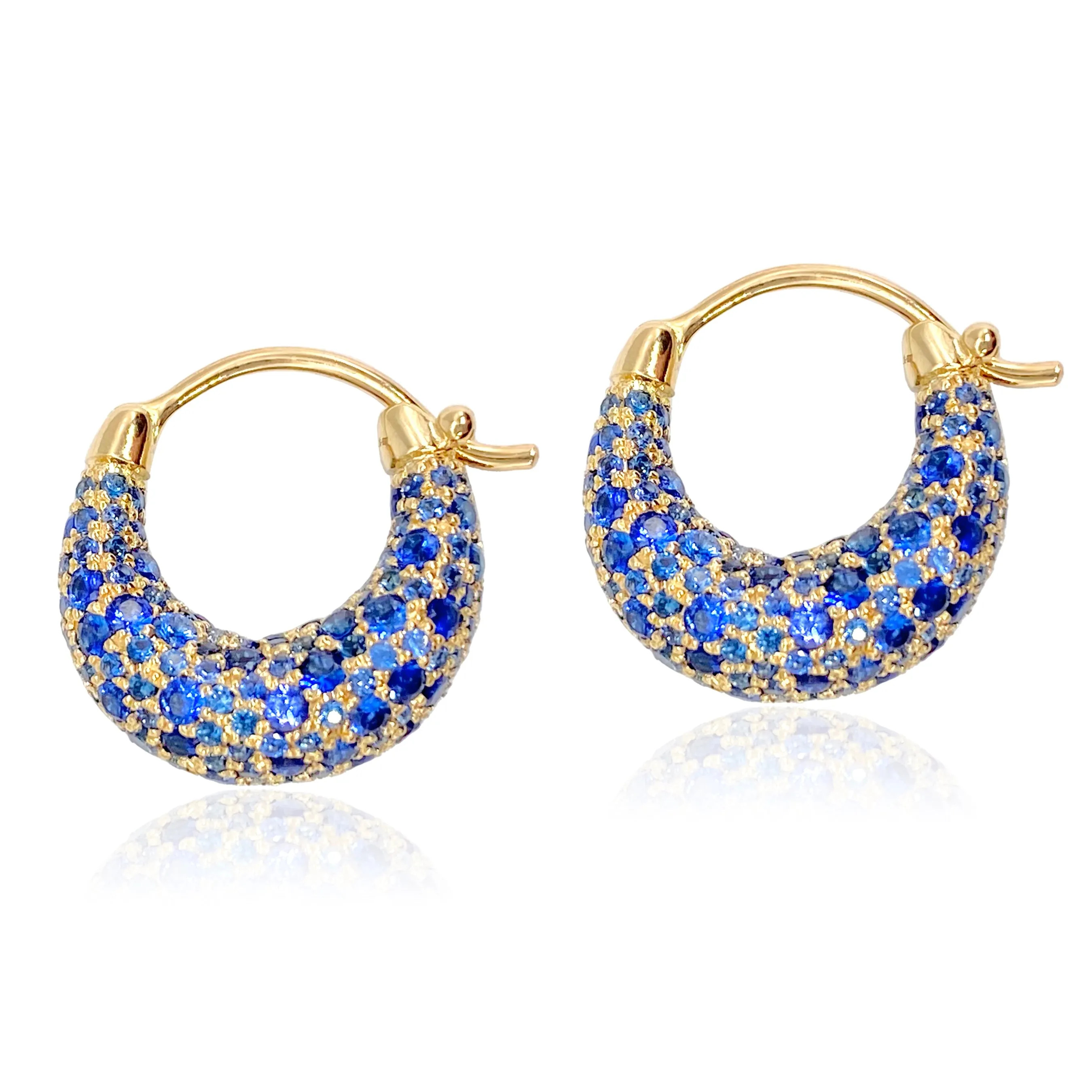 Emerald or Blue Sapphire Sugar Dipped Hoop Earrings