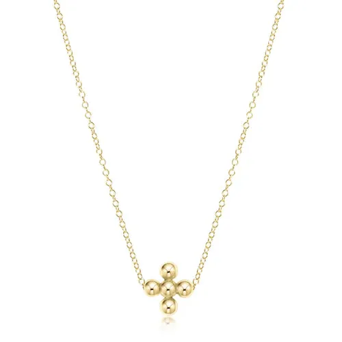 enewton Class Gold Beaded Signature Cross Charm Necklace