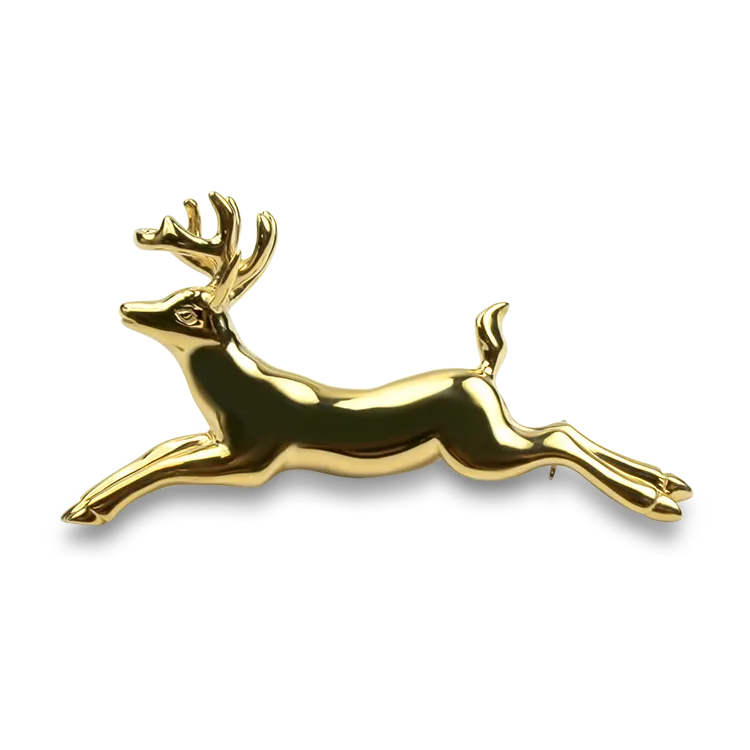 Estate 14K Yellow Gold Reindeer Brooch