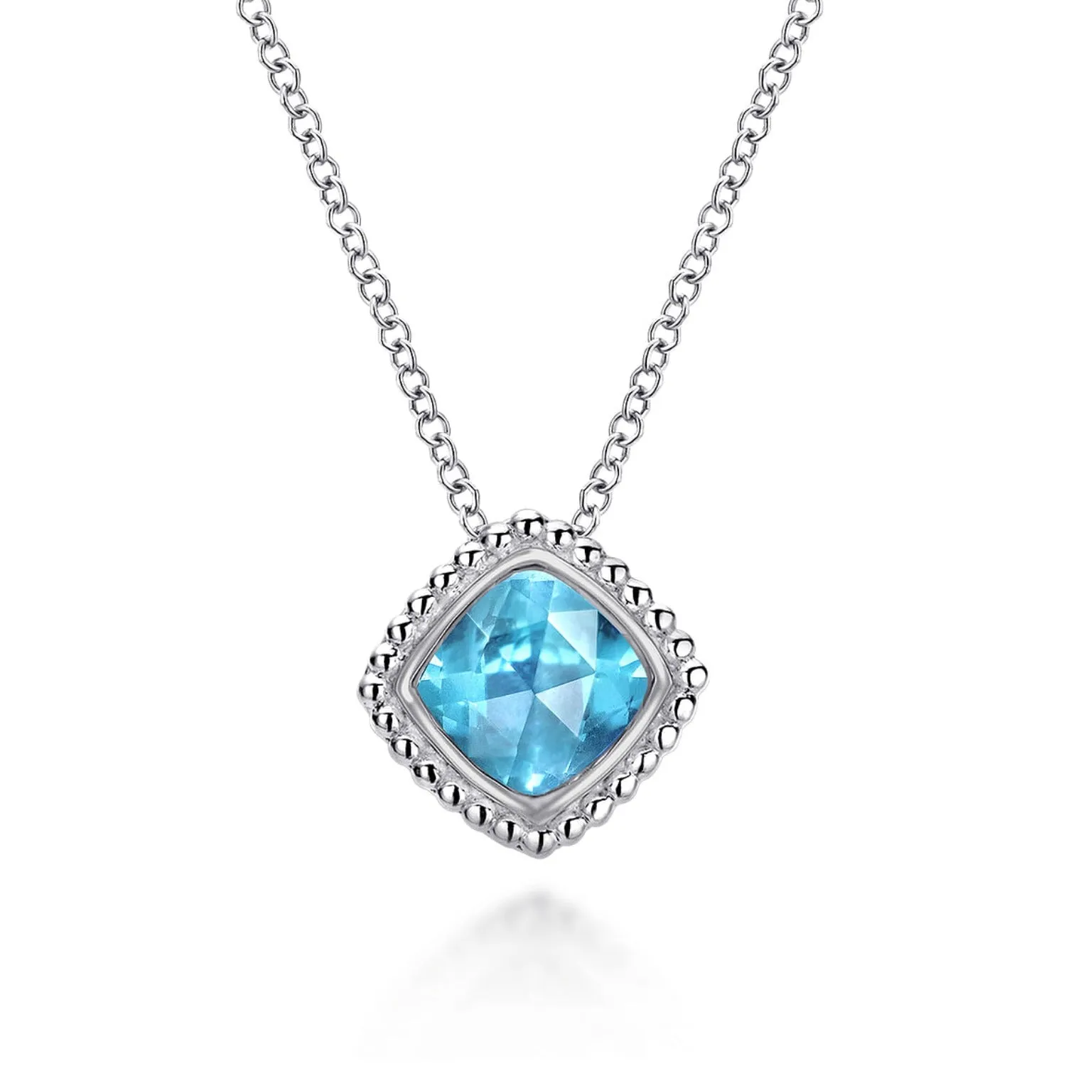 Gabriel & Co. Sterling Silver Compass Set Swiss Blue Topaz Pendant