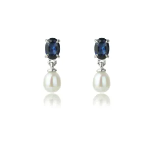 Georgini Oceans Whitsundays Freshwater Pearl Earrings- Sapphire Blue