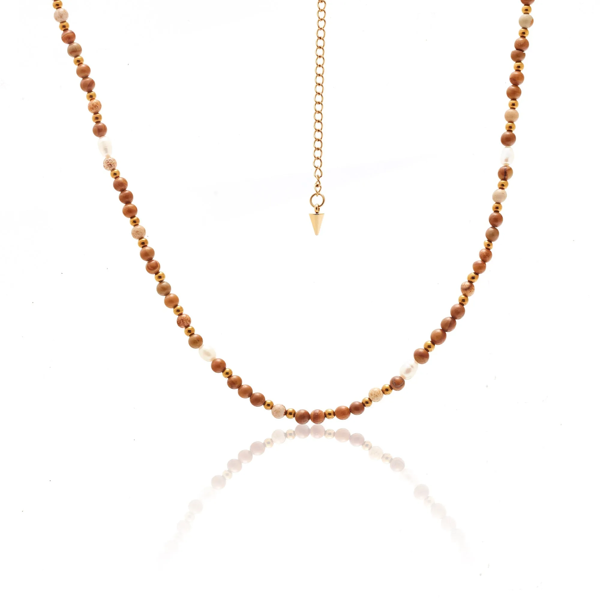 Gia / Necklace / Picture Jasper   Gold