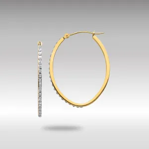 Gold Diamond Fascination Oval Hinged Hoop Earrings - Model DF110