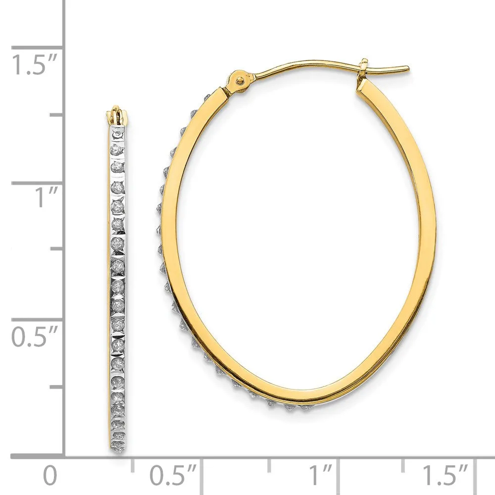 Gold Diamond Fascination Oval Hinged Hoop Earrings - Model DF110