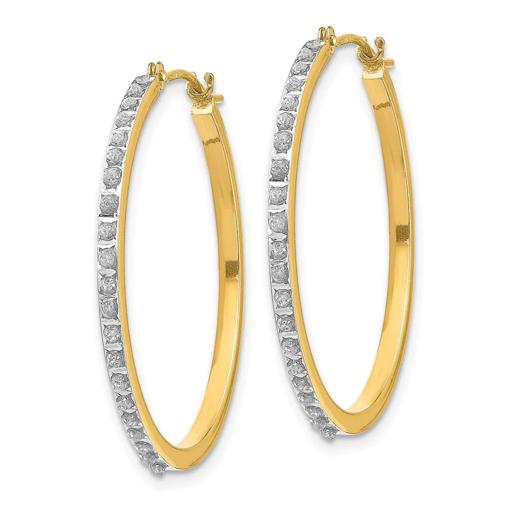 Gold Diamond Fascination Round Hinged Hoop Earrings - Model DF125