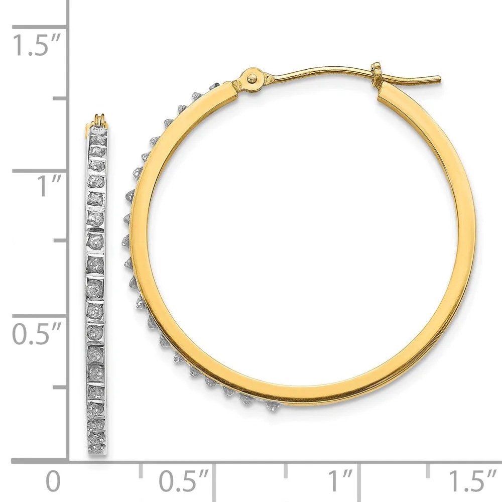 Gold Diamond Fascination Round Hinged Hoop Earrings - Model DF125