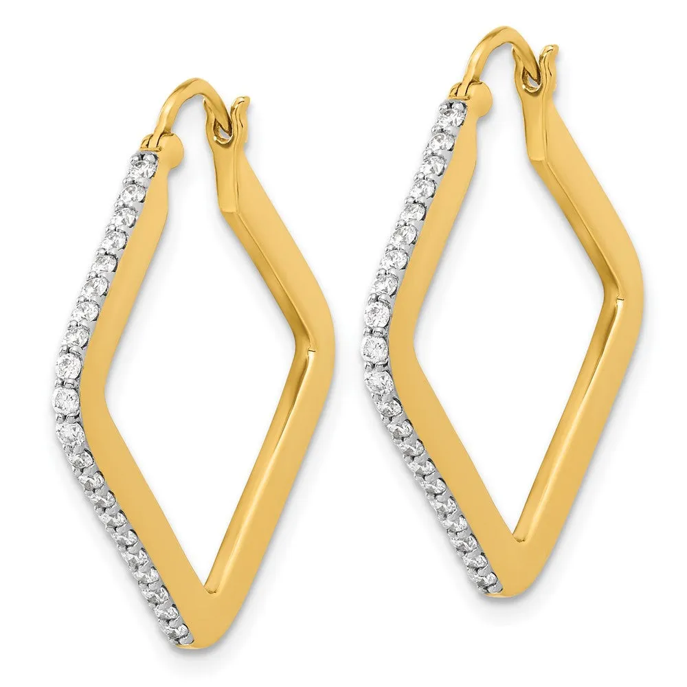 Gold Diamond Square Hoop Earrings - Model EM4251-050-YA