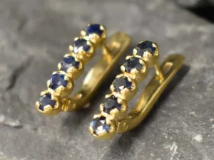 Gold Sapphire Earrings - Natural Sapphire Earrings, September Birthstone Earrings