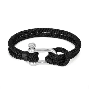 Gordi Silver U-Shape Shackle Solid Rope Bracelet