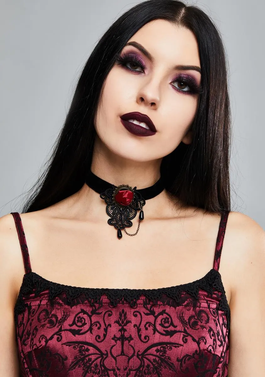 Gothic Rose Velvet Necklace