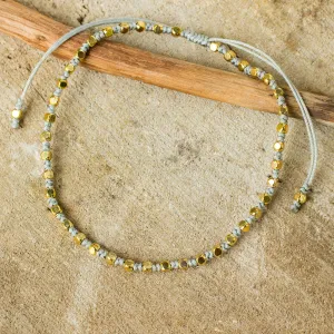 Grey Boho Chic Fair Trade Handcrafted Gold Accent Macrame Bracelet