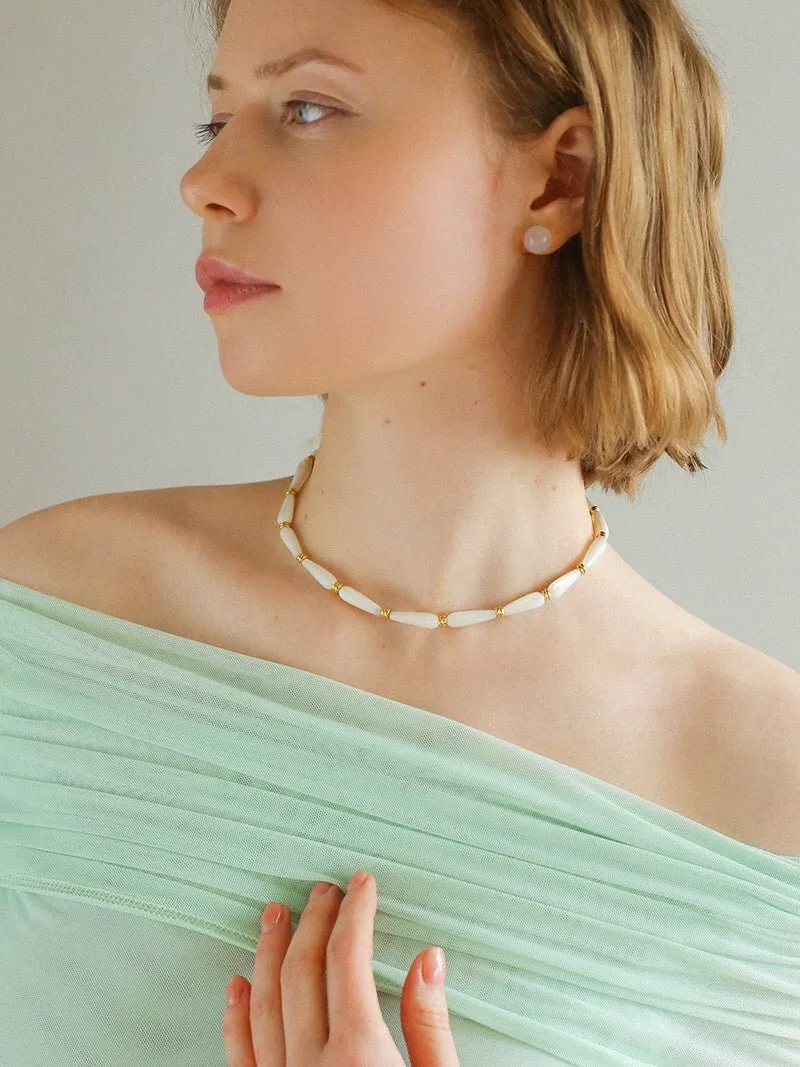 Handmade Water Drop White Mother-of-pearl Necklace