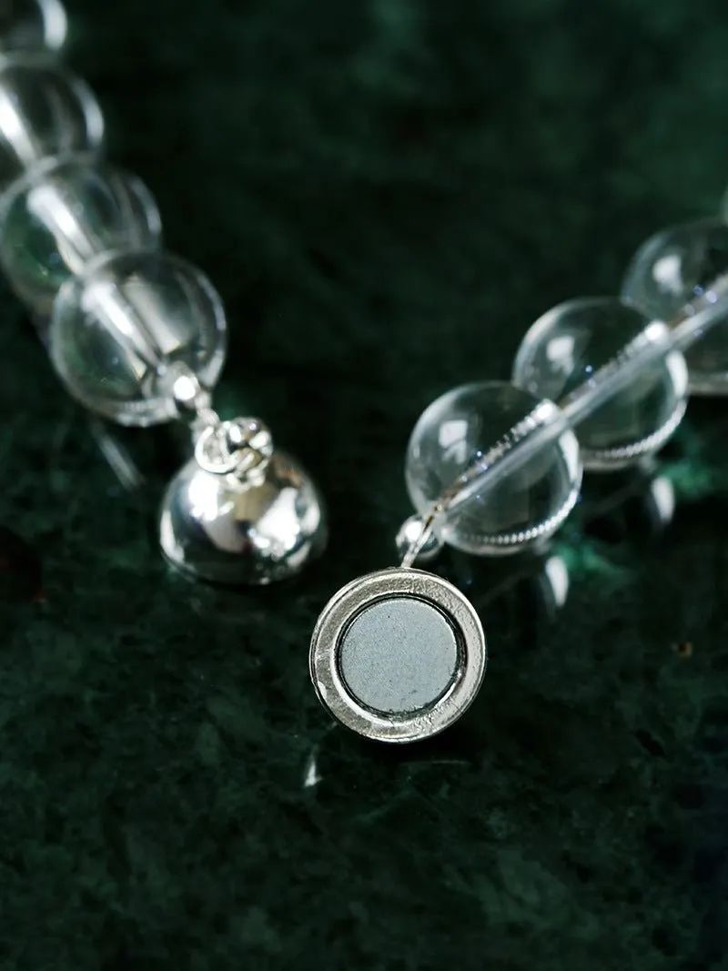 Handwoven  12mm White Crystals Magnetic Clasp Necklace