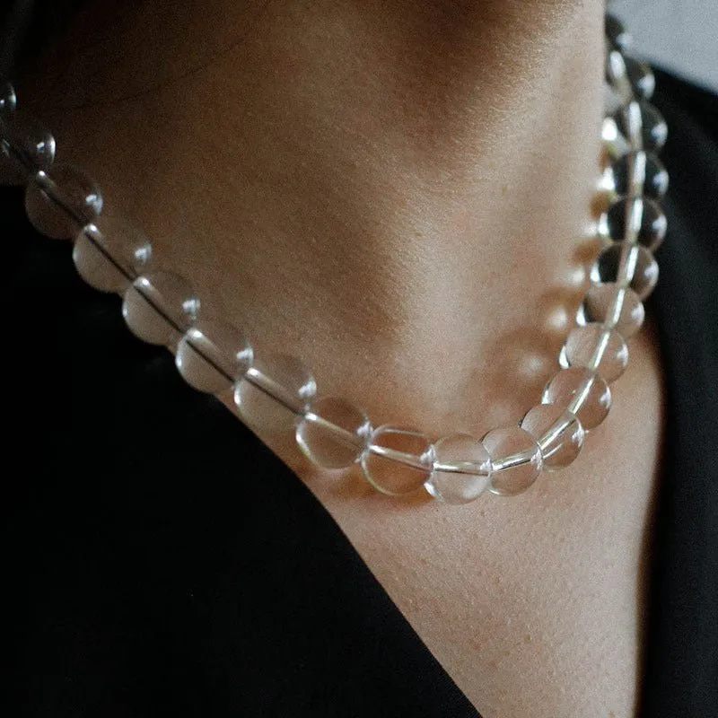 Handwoven  12mm White Crystals Magnetic Clasp Necklace