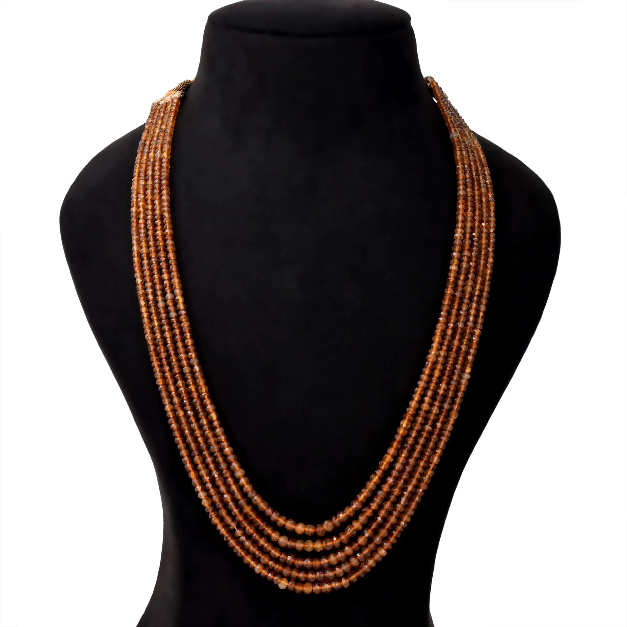 Hessonite Gemstone Multi Layered Necklace