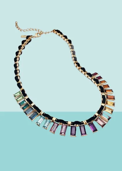 I.n.c. Gold-Tone Multicolor Crystal Velvet-Woven Statement Necklace, 18   3