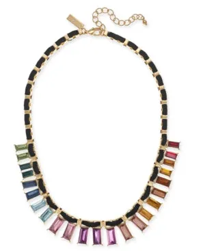 I.n.c. Gold-Tone Multicolor Crystal Velvet-Woven Statement Necklace, 18   3