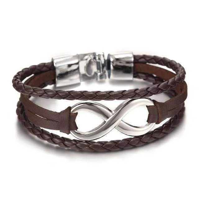 Infinity Leather Chain Bangle Bracelet